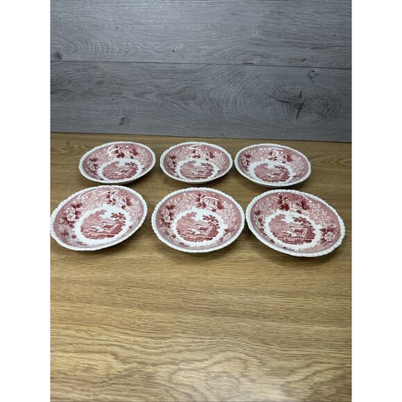 Staffordshire English Scenic 5.5” Small Bowl Older-Cream Adams England ~ 6 Pc - Picture 1 of 9
